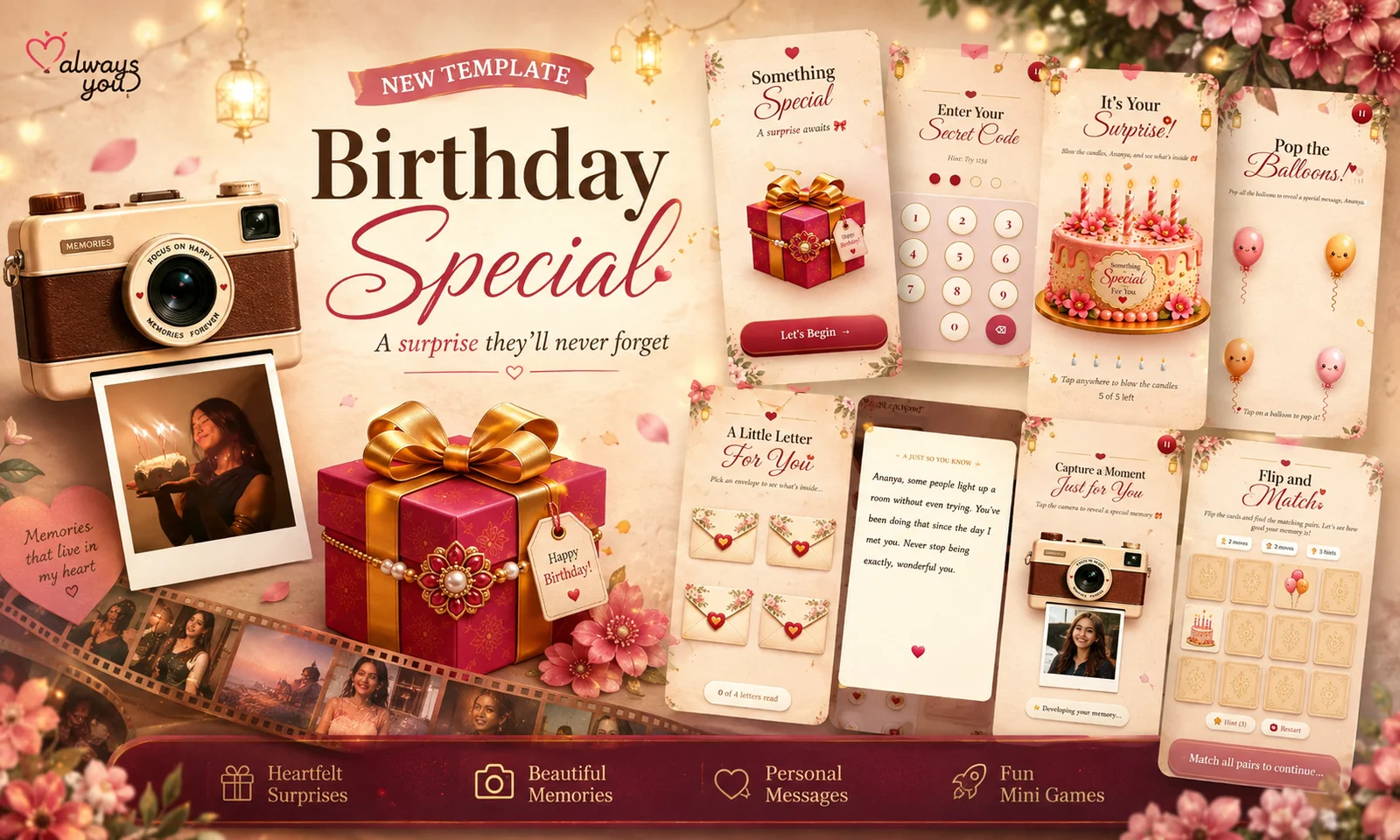 Birthday Special — personalised birthday website preview