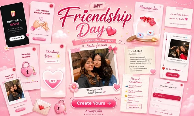 Friendship Day 2026 — personalised friendship website preview