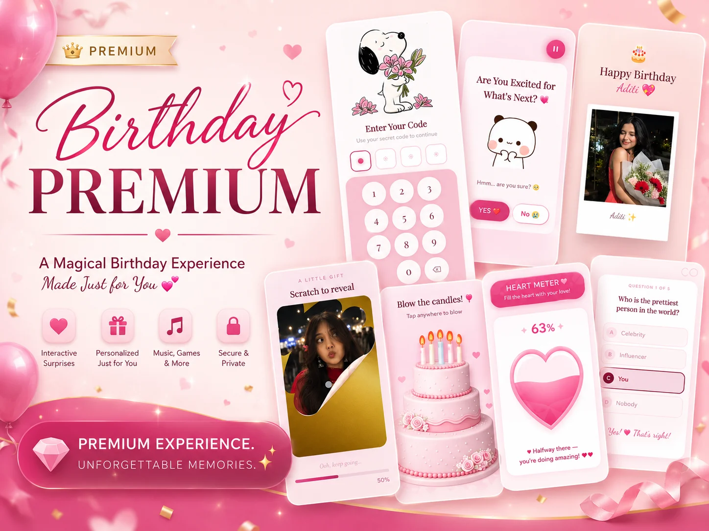 Birthday Premium — personalised birthday website preview