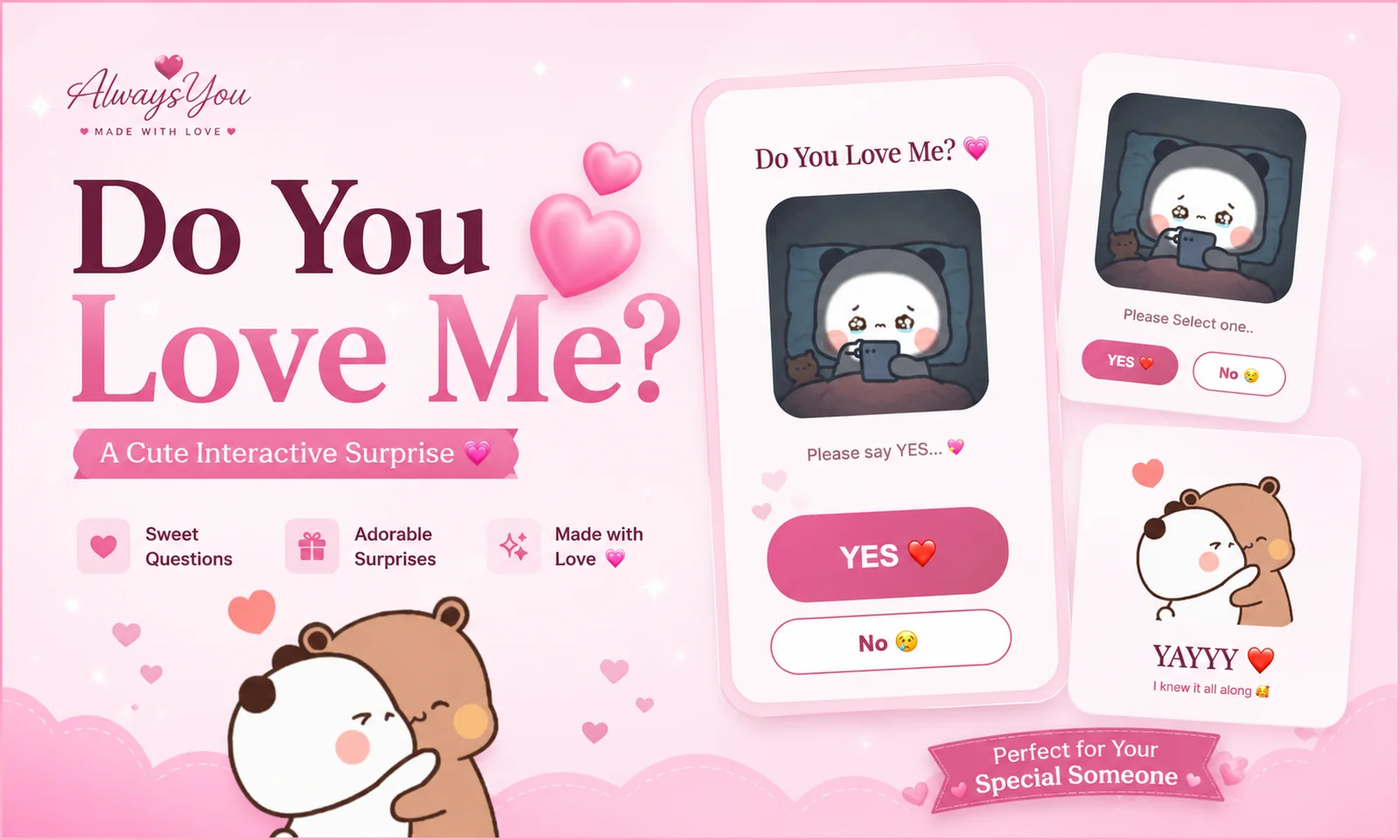 Do You Love Me? — personalised love website preview